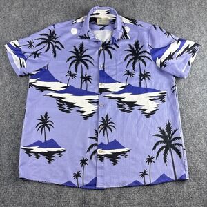Hawaiian Shirts Vacation State of Mind Palm Tree Aloha Shirt Purple XL
